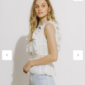 Endless Rose Lace Peplum Top Sleeveless. White. Small. NEW WITH TAGS!